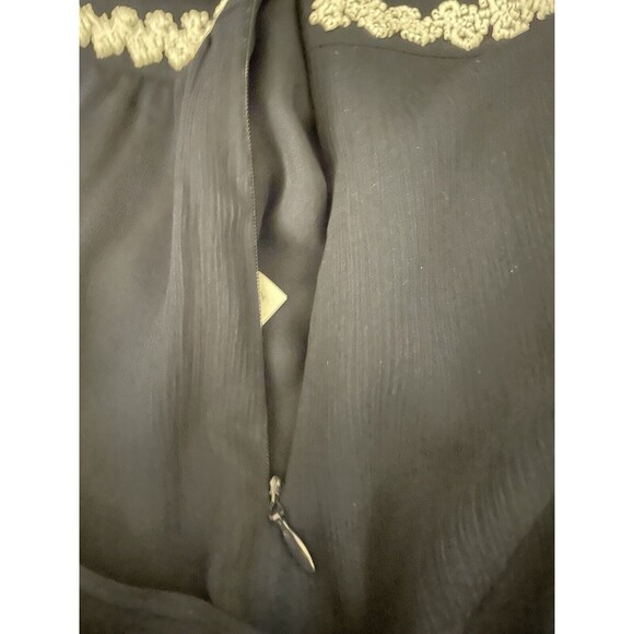 💙 LOFT Navy Sleeveless Chiffon Top w/ White Beaded V-Neck – Size 8 (Lined) - Picture 5 of 8